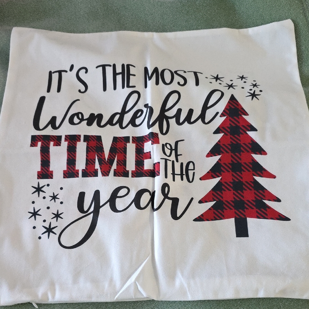 Festive Holiday Pillow Cover - Red and Black Plaid 18x18 Inches